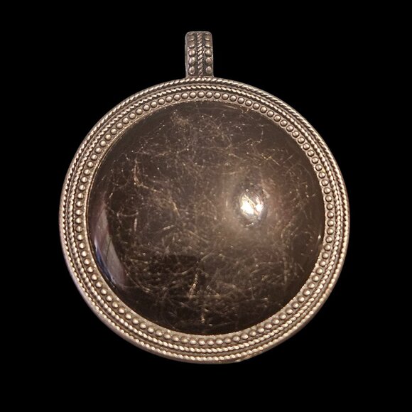 Premier Designs Reversible Statement Pendant – Brown Resin & Hammered Silver - Picture 1 of 2